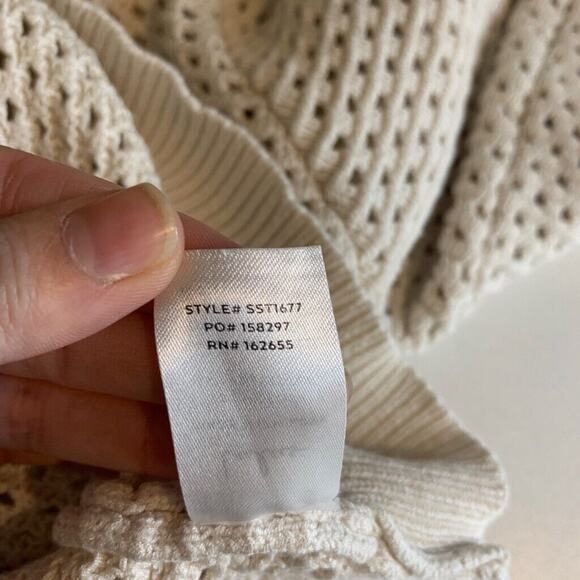 Lulus Sweater Womens M Medium Cream Open Knit Crop Crew Neck Slit Back Pullover - Picture 11 of 14